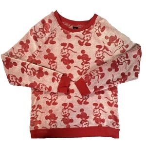 Disney Mickey‎ Mouse Women’s Fleece Sweatshirt Red Fuzzy Long Sleeve Size Medium